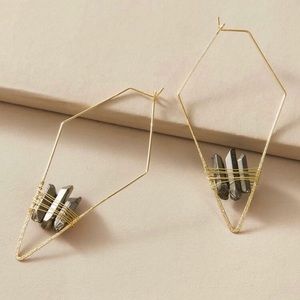 Black crystal diamond shaped earrings